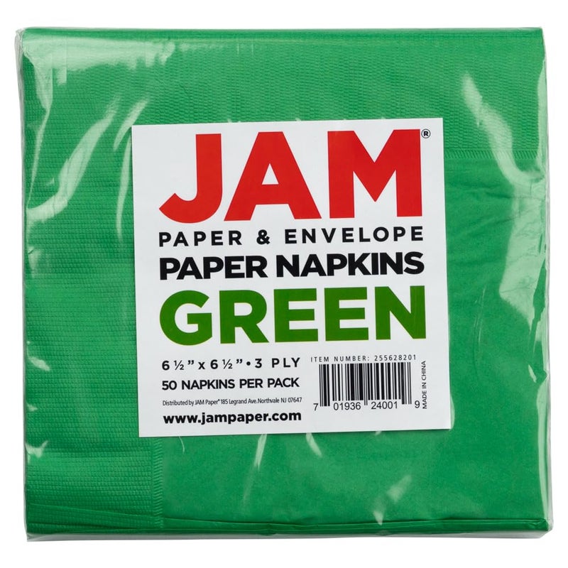 JAM Paper مناديل غداء متوسطة من جام بيبر - 6 1/2 × 6 1/2 - أخضر - 50/عبوة - Image 4